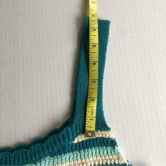 Wild Fable Juniors Stripe Scoop Neck Crochet Sweater Knit Cropped Tank Top Sz  L - Picture 13 of 14